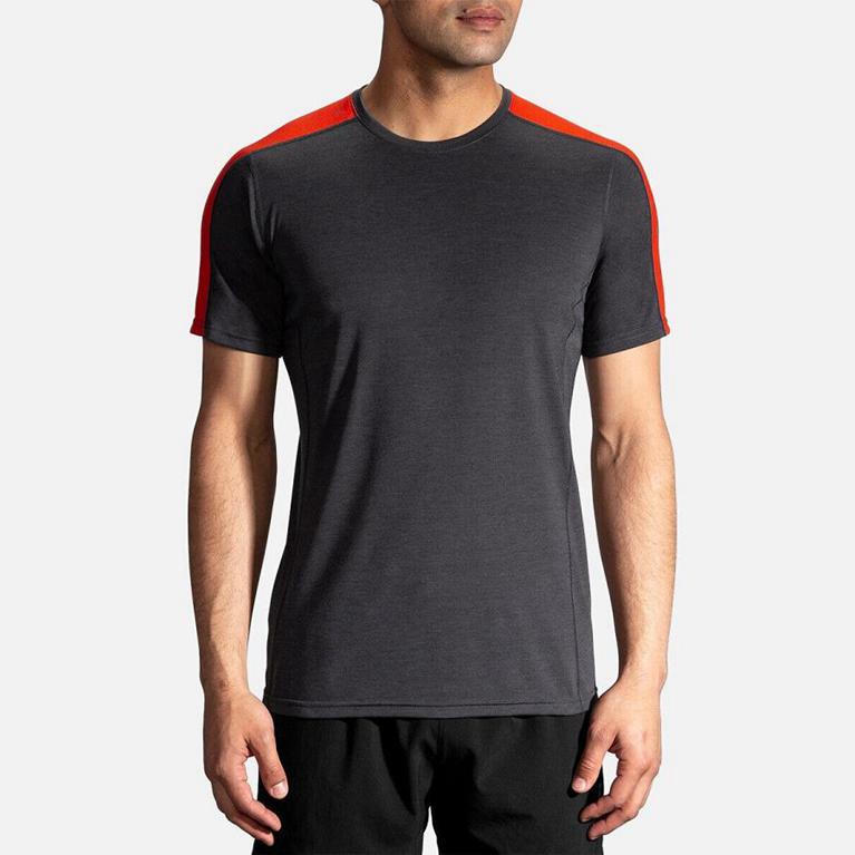 Brooks Distance - Mens Short Sleeve Running Shirt - Grey (23781FHZK)